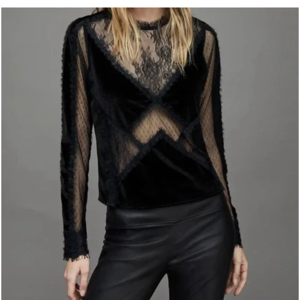 AllSaints Mila Velvet Top